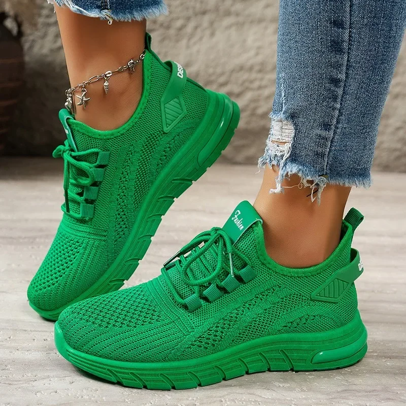 2025 Breathable White Sneakers for Women Soft Sole Lace Up Casual Sports Shoes Woman Comfortable Mesh Walking Shoes Female