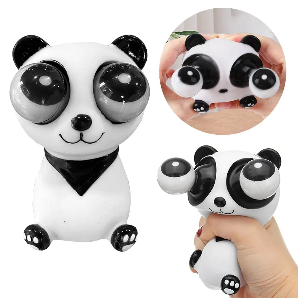 Explosive Eyed Panda Pinch Funny Toy Bear Little Cat Stares Funny Explosive Eyed Panda Pinch Music Decompression Toy For Worker