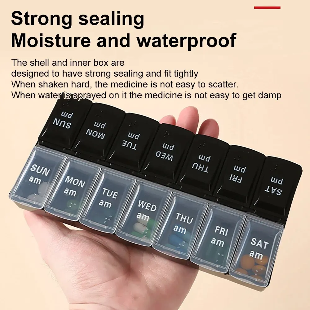 Pill Organizer 14 Grids Pills Container Storage Tablets Vitamins Medicine Fish Oils New Weekly Portable Travel Pill Cases Box 7 Days Organizer
