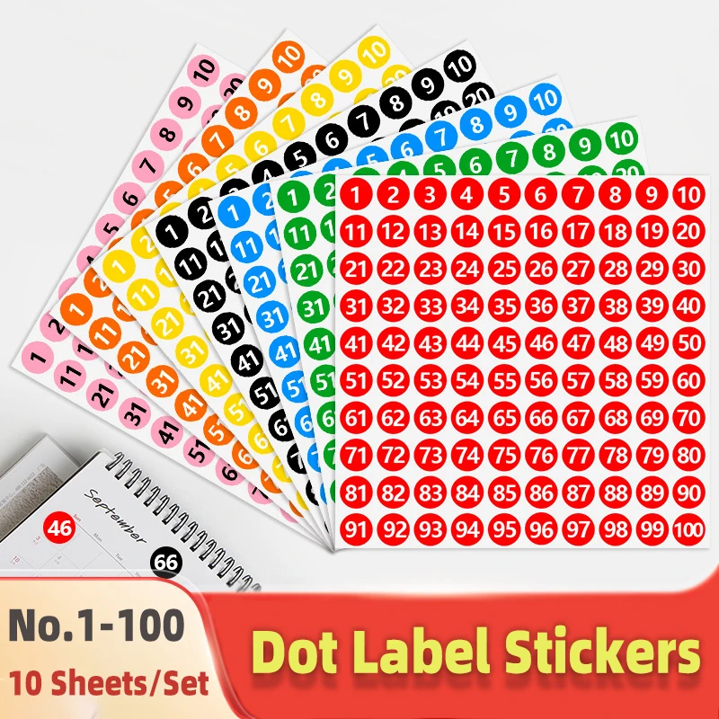 1000Pcs Round Number Stickers 1-100 - Self-Adhesive Vinyl Labels For Organizing, Waterproof - View #11