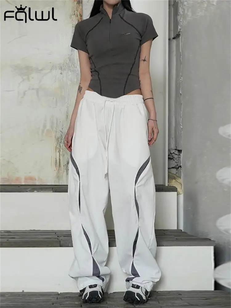 

Habbris Summer Satin Black Cargo Pants For Women 2023 Streetwear White Lose High Waist Pants Pants Fashion Casual Pants Female