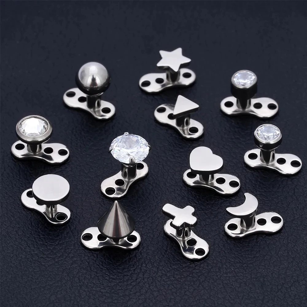 10Pcs F136 Titanium Microdermal Surface Internally Threaded Gem Ends Dermal Skin Diver Hide Medusa Piercing Body Jewelry