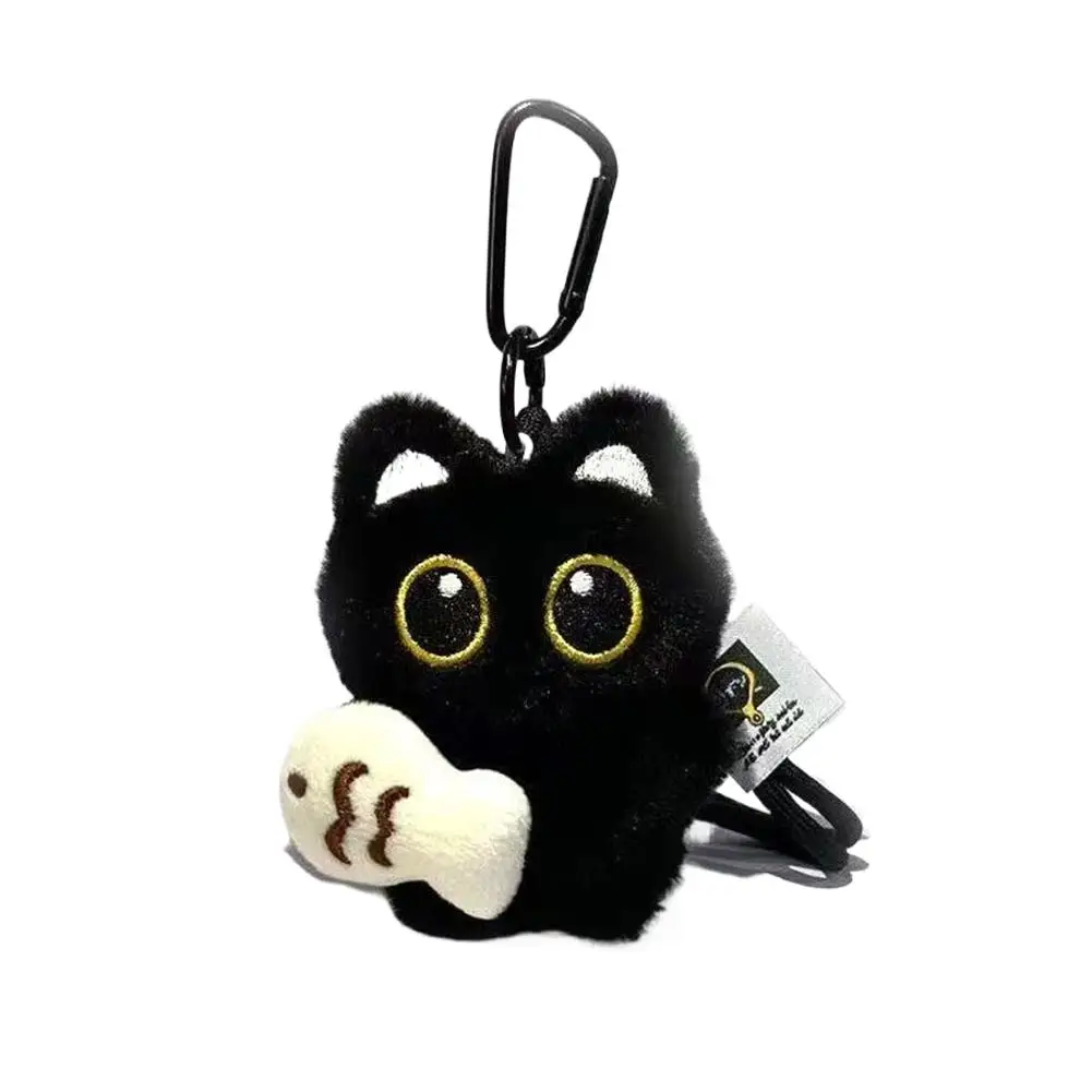 10 cm schwarzer Katzen-Plüsch-Schlüsselanhänger, weiches, bezauberndes Hängedekor, Mini-Sammelspielzeug, niedliches Ausdrucksdesign, Weihnachts-Halloween-Geschenk – Detail 6