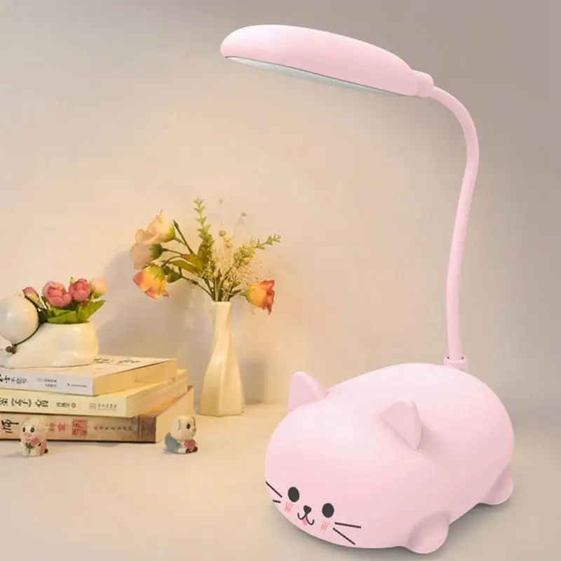Mini Cat USB Lamp LED Cute Animal Night Light Rechargeable Table Lamp Bedside Eye Caring Reading Lights Bedrooms