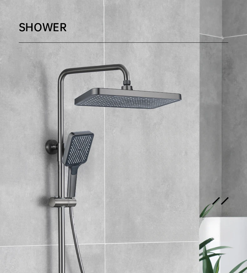 Description Picture 2 of itemFour Function Knobbed Hot Cold Shower System Set Brass Body Wall Mounted Rainfall Pressurized Shower Faucet Set for Bathroom