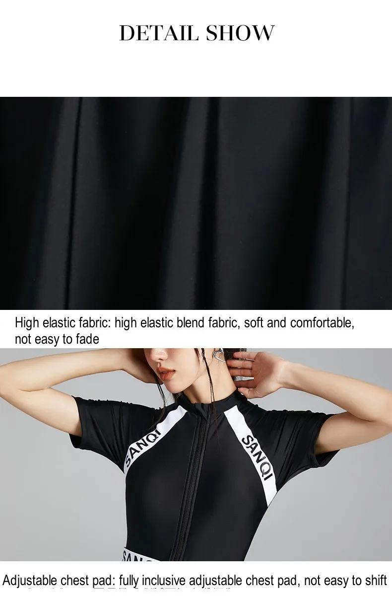 Lady Short Sleeve Athletic WaterProof Spandex Swim Skirts For Female One Piece Quick-Drying Nylon Beach Surfing Bathing Skirts