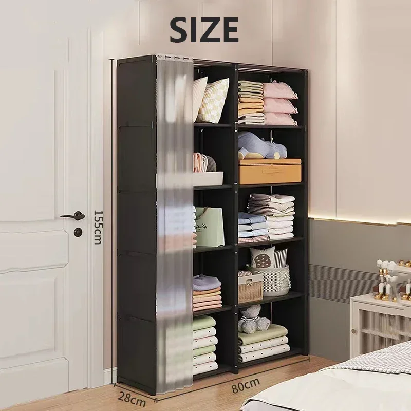 Multi-layer Storage Rack Dustproof Clothes Organizer Large Capacity Wardrobe DIY Storage Cabinet Multilayer Furniture Curtains