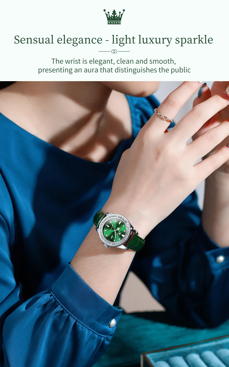 OLEVS קוורץ שעון לנשים יהלומי חיוג יוקרה נירוסטה עמיד למים אלגנטי גבירותיי אופנה למעלה מותג נשים של שעון 9945