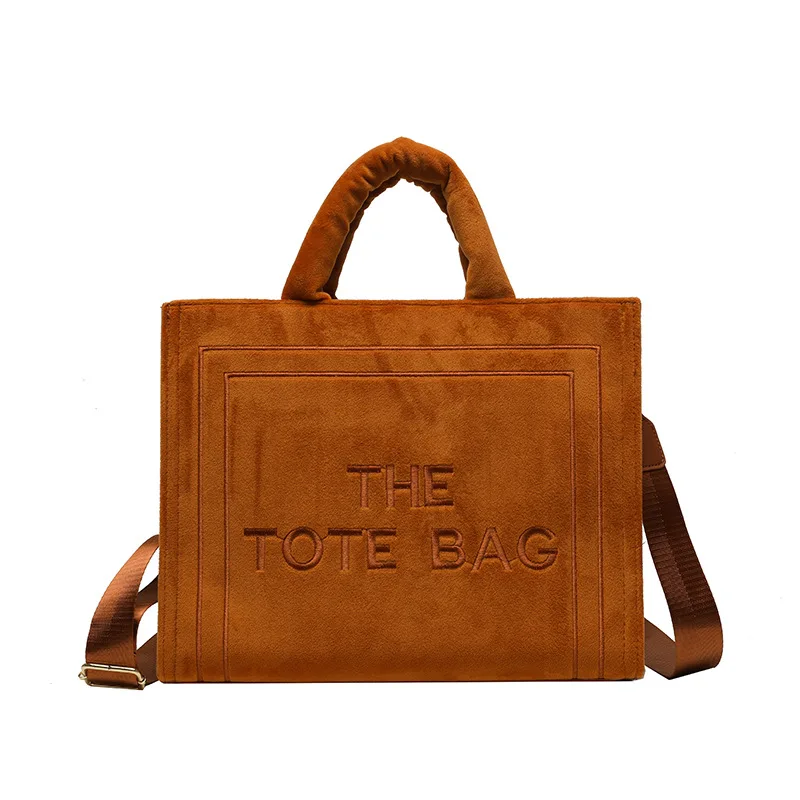 Bag Tit Plush Shop Bag Winter letters Large -capacity Tot Woman Leisure Hand Rittering