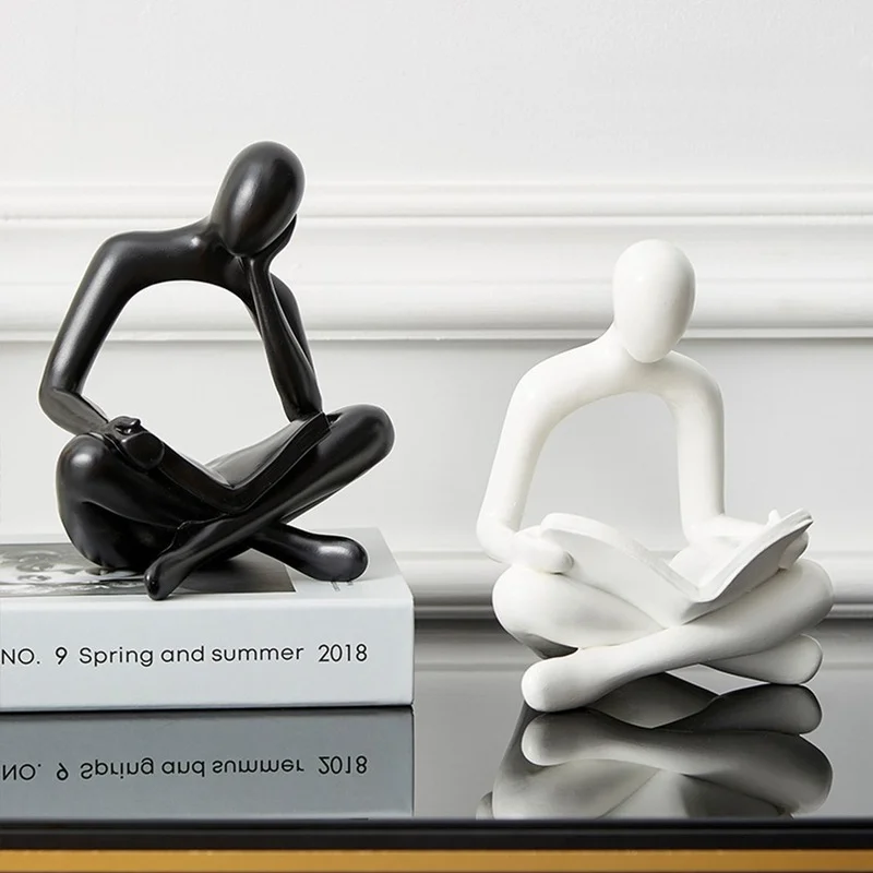 

New Home Decoration Abstract Thinker Statue Creative Nordic Miniature Resin Sculpture Gothic Home Indoor Desk Accessories Garden
