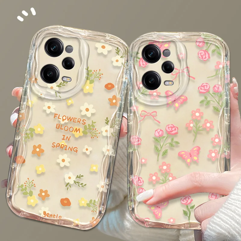 Vibrant Floral Transparent Wave Phone Case