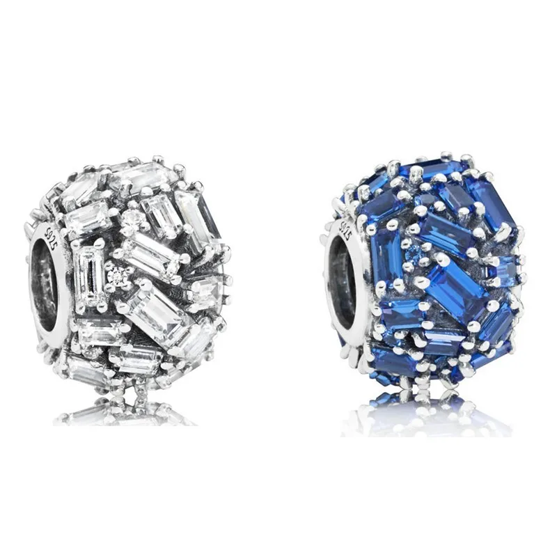 

Original Moments Blue Chiselled Elegance With Baguette Crystal Charm Fit Pandora 925 Sterling Silver Bracelet Bangle Diy Jewelry