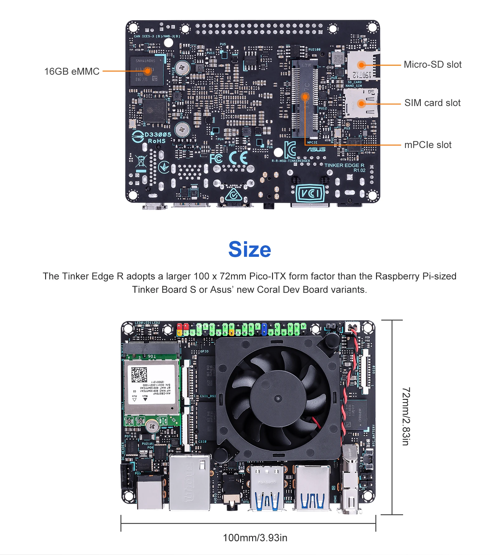 ASUS Tinker Edge R 3GB/6GB Development Board Rockchip RK3399PRO SBC Artificial I