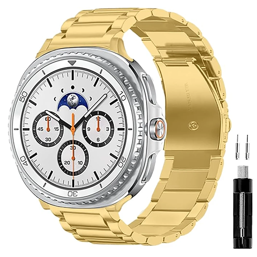 Premium Stainless Steel Metal Watch Strap - Classic Wrist Link Bracelet