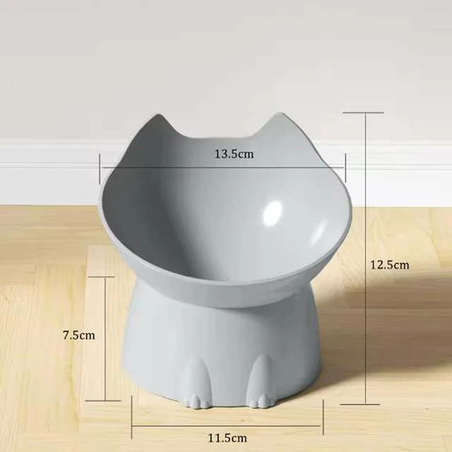 New cat bowl with long ears and high feet bowl with cat and dog neck protection and anti-overturning plastic raised pet bowl 6