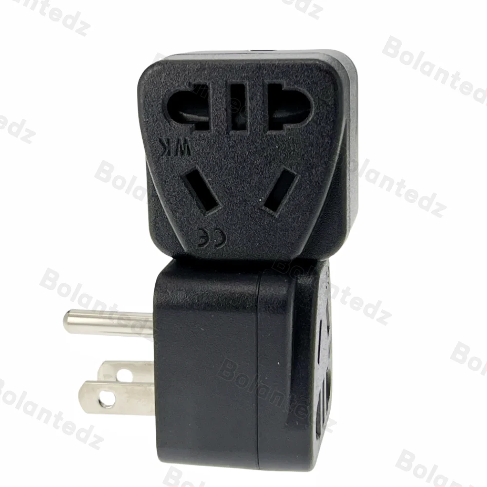 CN/AU/EU to USA Canada 3-pin Travel Plug Adapter (Type B) Convert Europe Australia to American Socket Round Flat Pin