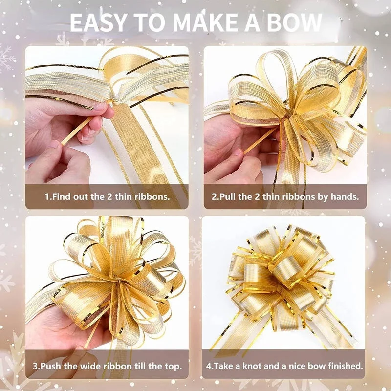 Description Picture 5 of item10PCS Large Pull Bows Ribbon Wrapping Christmas Gift Bows Big Ribbon Bows for Holiday Wedding Party Presents Baskets Decoration