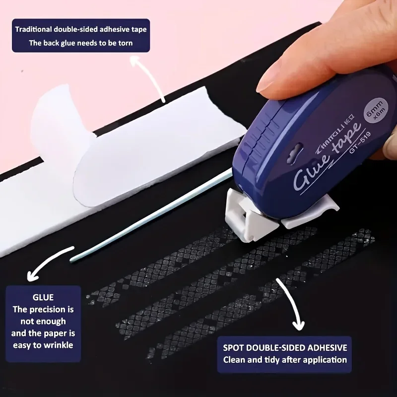 Doppelseitiges Klebeband mit Klebepunkten – perfekt für Scrapbooking, Collagen, Fotos, Journaling und Bastelarbeiten, Schulbedarf – Detail 6