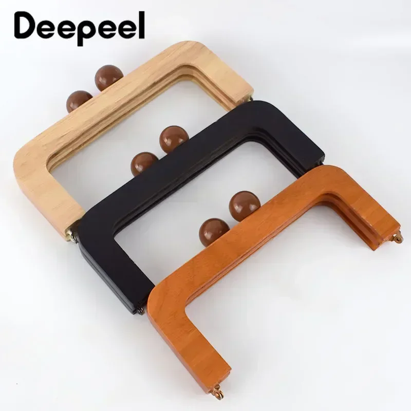 1Pc Deepeel 20cm Bag Frame Wood Handle Wooden Bags Closure Kiss Clasp Purse Frames Lock Buckles DIY Accessories for Handbags