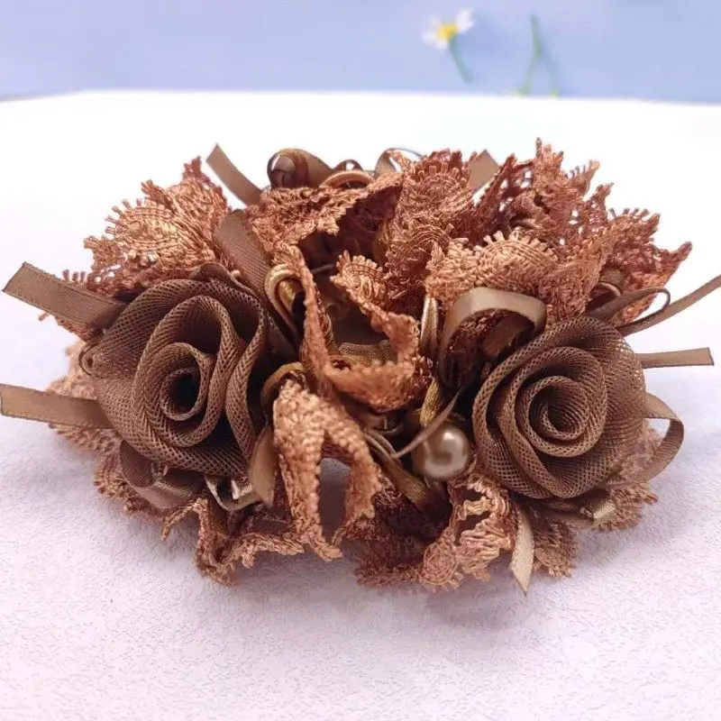 Elegant Pearl Flower Hair Scrunchie - Stylish Korean Hair Accessory