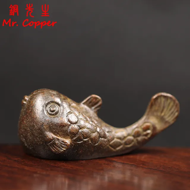 魚の置物,ミニチュアデコレーション,アンティーク銅,回転,家