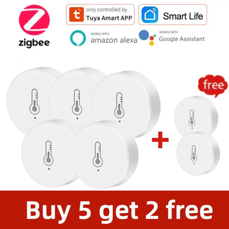 

Tuya Zigbee Temperature And Humidity Sensor Whole House Smart Home Linkage Wireless Temperature And Humidity Sensor White