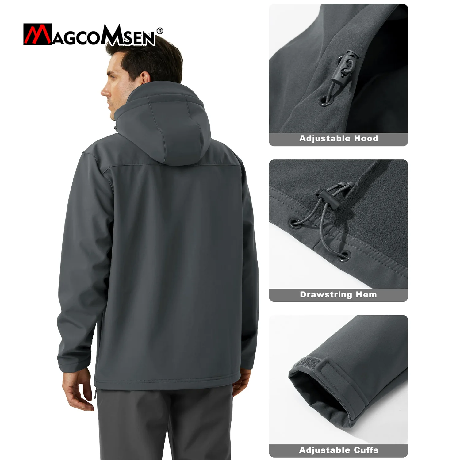 Veste Softshell Homme Imperméable - Polaire, Coupe-vent, Capuche Amovible - Neuve Avec étiquettes