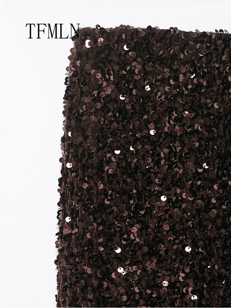 Elegant Sexy Sequined Slim Skirts For Women 2026 Spring Fashion Solid Evening Party Skirts Retro Female Christmas Clothing