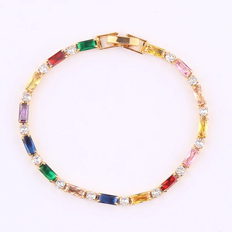 Gold Filled Copper Cubic Zirkoon Verstelbare Kleurrijke Armband Voor Vrouwen Meisjes Regenboog Sieraden Beste Party Verjaardag Huwelijkscadeau