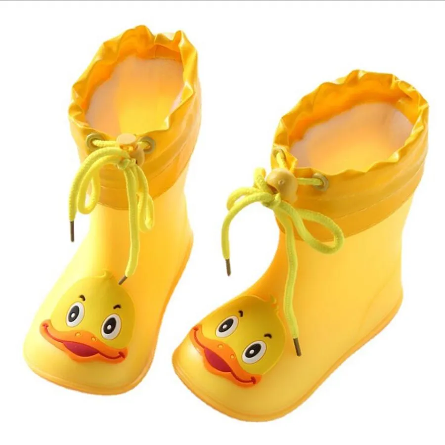 

Wide Round Toe Children Rainboots Baby PVC Rubber Waterproof Kids Water Shoes Lovely Cartoon Rain Boots Platform