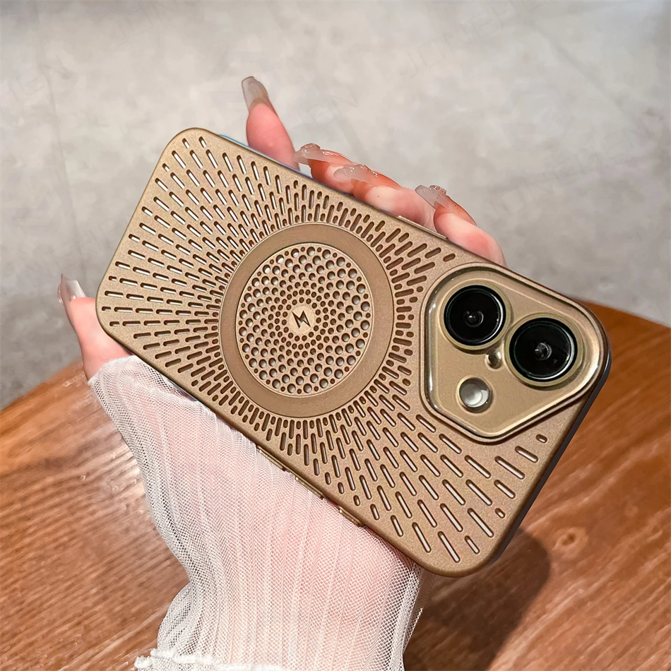 Slim Desert Gold Breathable Magnetic Case with Wireless Charging Capability