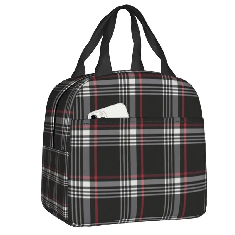

Custom Interlagos Tartan Plaid Pattern Lunch Bag Men Women Warm Cooler Insulated Lunch Boxes for Children School
