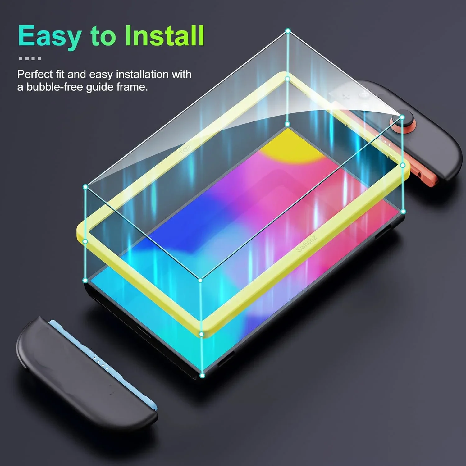 Tempered Glass for Switch 2 Screen Protector with Easy Installation Kit Alignment Frame HD Anti-Scratch Glass Film for Switch2