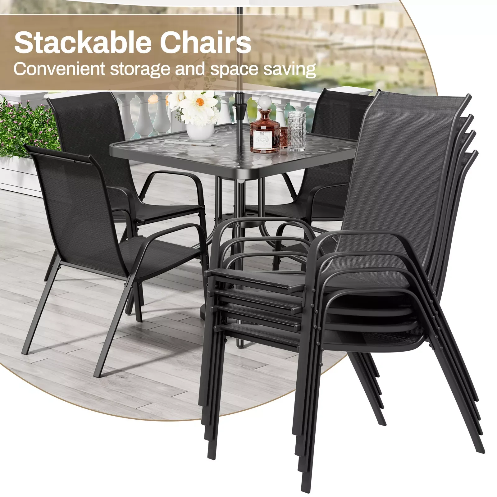 Patio Outdoor Dining Set 5 Piece, All Weather Furniture 1