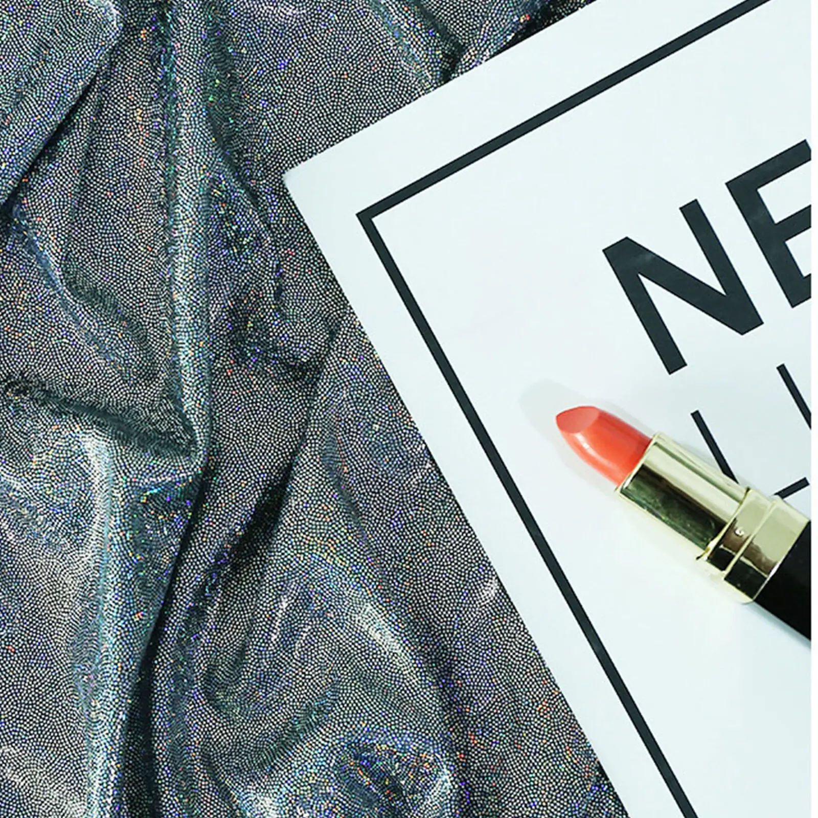 Glitter Laser Iridescent Holographic Polyester Fabric