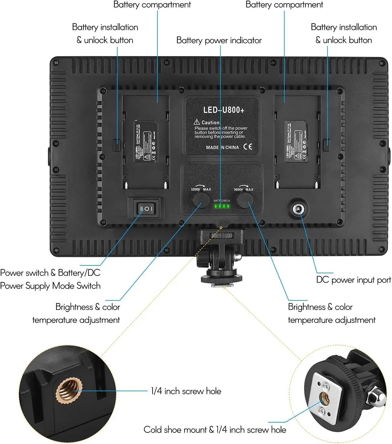 프로 LED 800 비디오 조명, 결혼식 야외 촬영용 사진 조명, 3200-5600k 색 온도 범위 50w