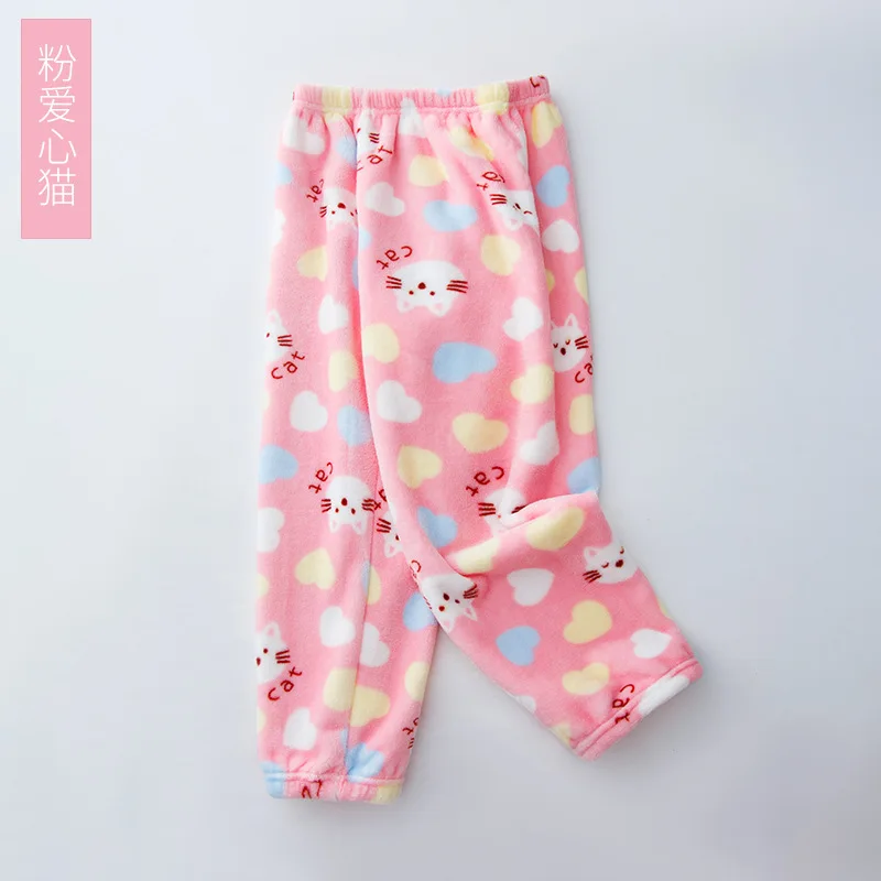 Fall/winter thickened pajama pants for children Coral velvet boys loose house pants for babies warm flannel trousers girls