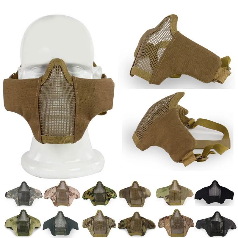 

Airsoft Face Mask Breathable Low-carbon Steel Mesh Protective Shooting Paintball Mask CS Wargame Tactical Half Face Mask