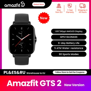 Amazfit GTS 2 새 버전 Smartwatch 음악 저장 및 재생 스마트 워치 Alexa 내장 안드로이드 IOS 전화