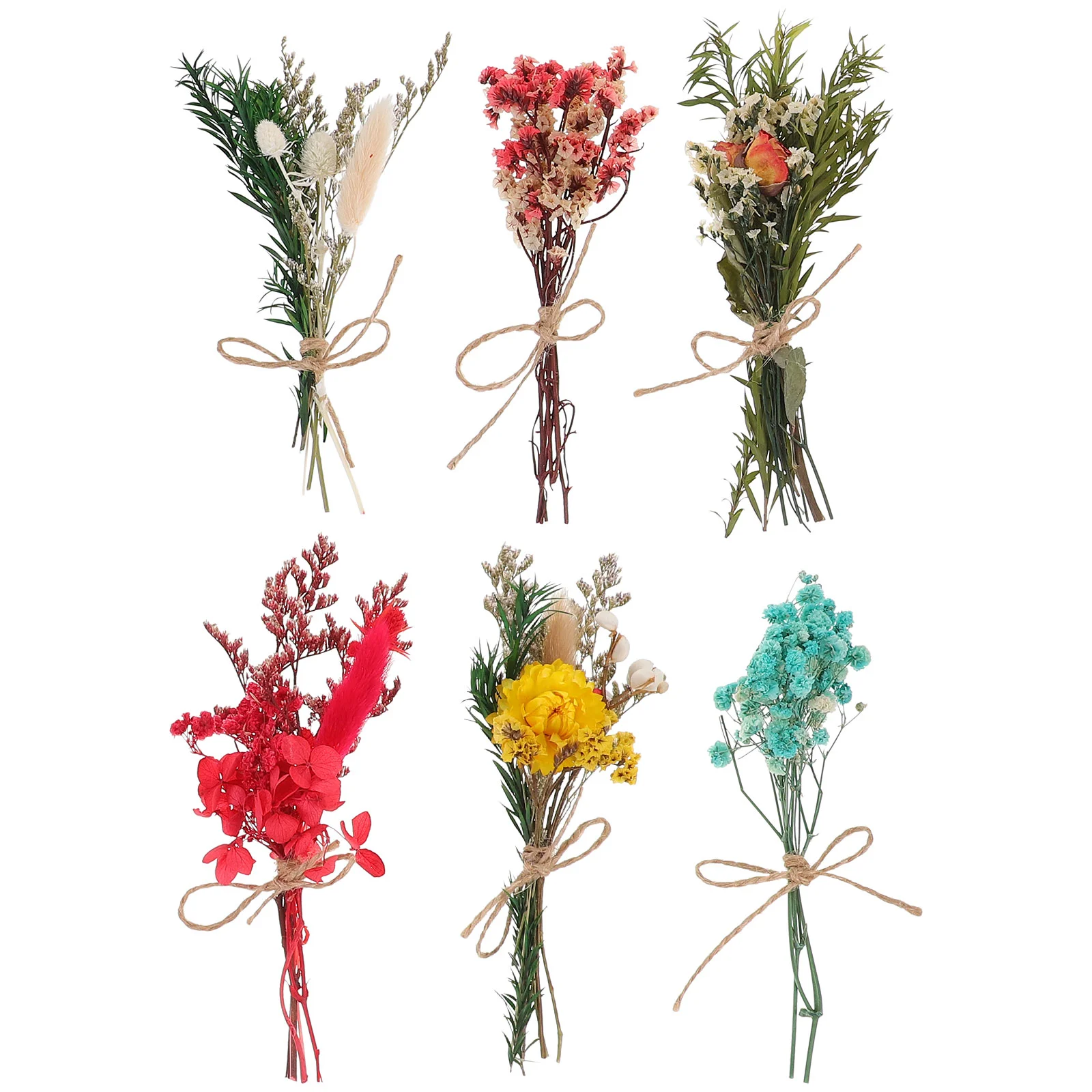 

6pcs Mini Flowers Bouquet Wedding Party Small Dried Flower Decoration Box Decorative Mini Bouquet