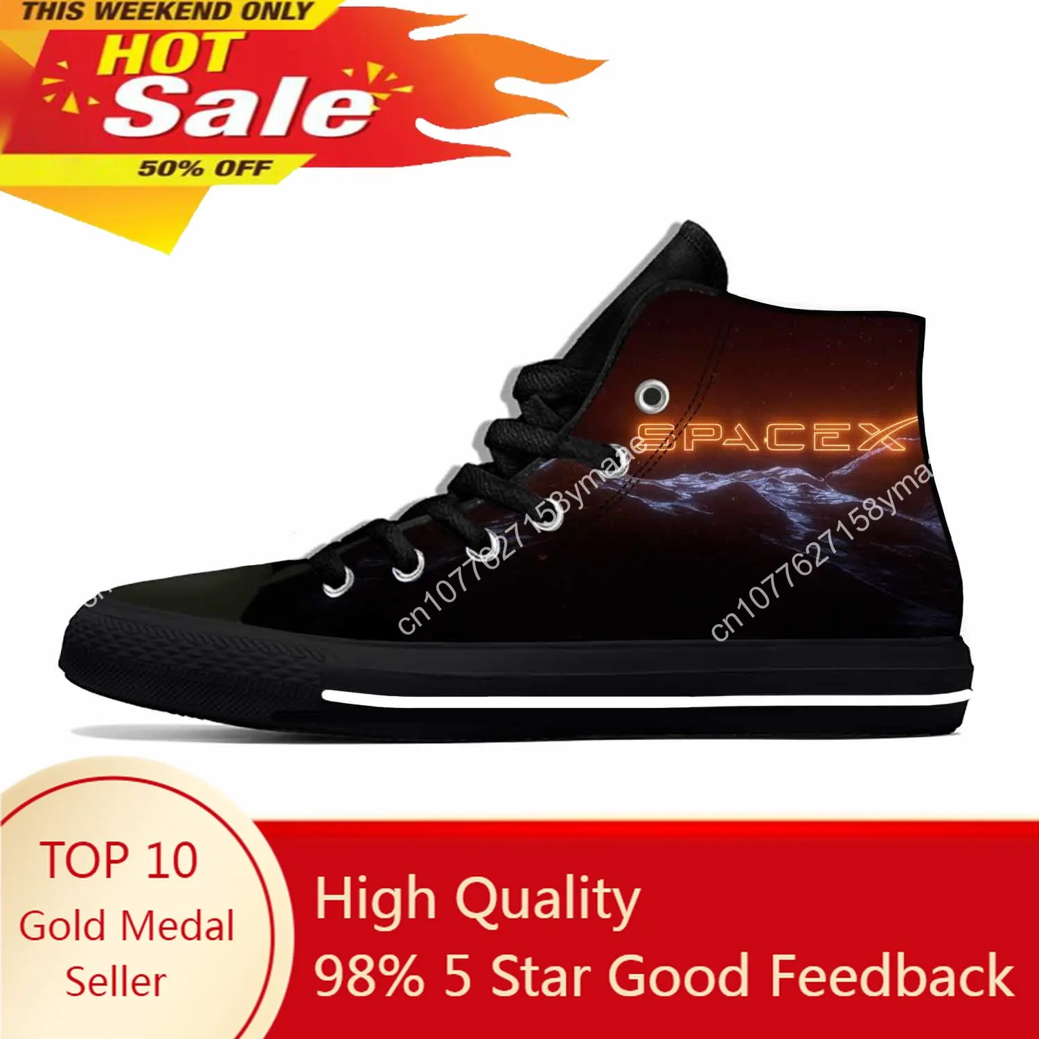 Anime Manga Cartoon SpaceX Space X Funny Fashion Casual Cloth Shoes High Top Lightweight Breathable 3D Print Men Women Sneakers