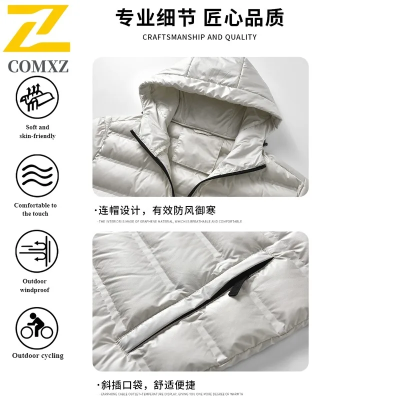 EIAO Winter Men's Sport Hooded Jacket  Waterproof Windproof Solid color Thermal Coat for Hiking Camping Fishing Working Clothes