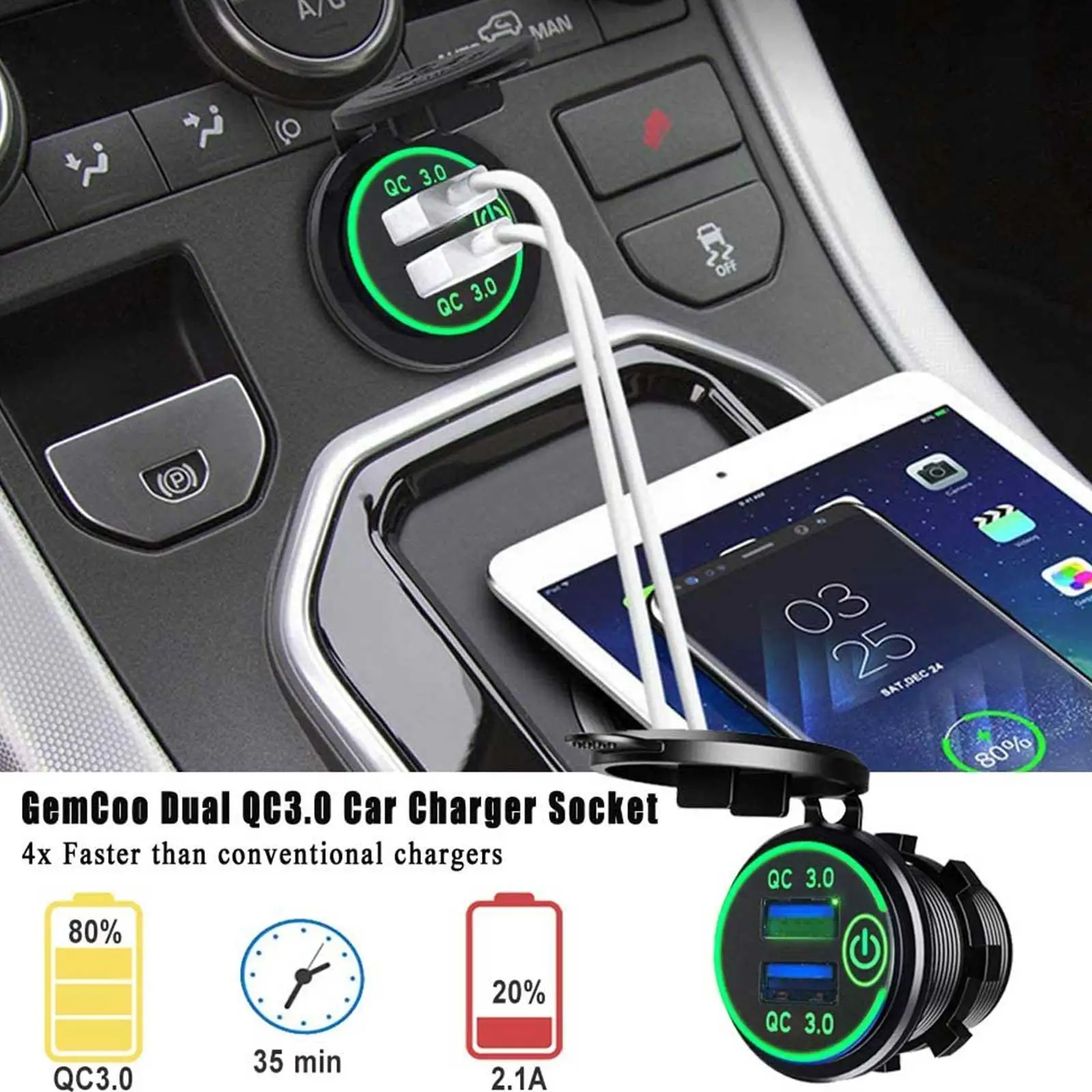     ġ  ܼƮ, QC3.0,  USB, 12V, 24V, Y9T2