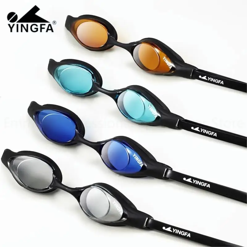 Anti Fog UV Protection Goggles YINGFA Swimming Eyewear Adjustable Swim Glasses With Nose Plug