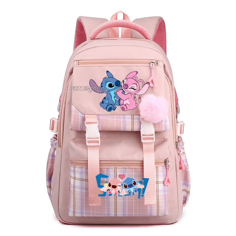 Plaid Stitch School Bags Students School Bag Lightweight Cartoon Bookbag Laptop Travel Rucksack Outdoor Bags