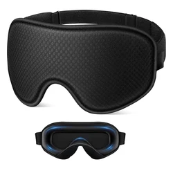 Enhanced Sleep Mask - Ultimate Blackout Comfort with 3D Breathable Design and Adjustable Strap (Black)