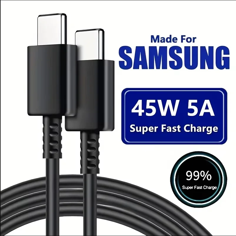 Ultra-Fast 5A PD 45W Dual USB-C Charging Cable