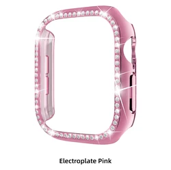 Sparkling Diamond Protective Bumper Frame for Smartwatch - Hard PC Hollow Shell Cover (Style1 - Plating Pink)