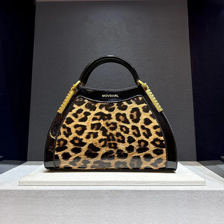 

Genuine Leather Leopard Women's Handbags 2023 Lady Shoulder Crossbody Bag Luxury Fashion Mom Dumpling Bags