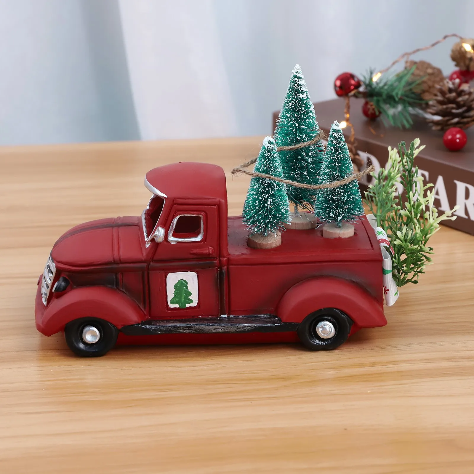 Truck Centerpiece Farm Christmas Truck Red Pickup Farm Red Vintage ...